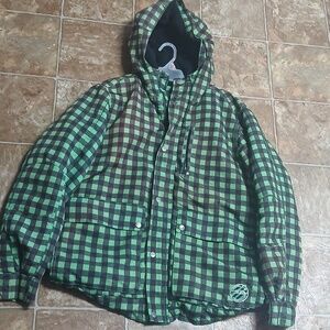 Pipeline Green and Brown Checkered Men's Jacket size Medium